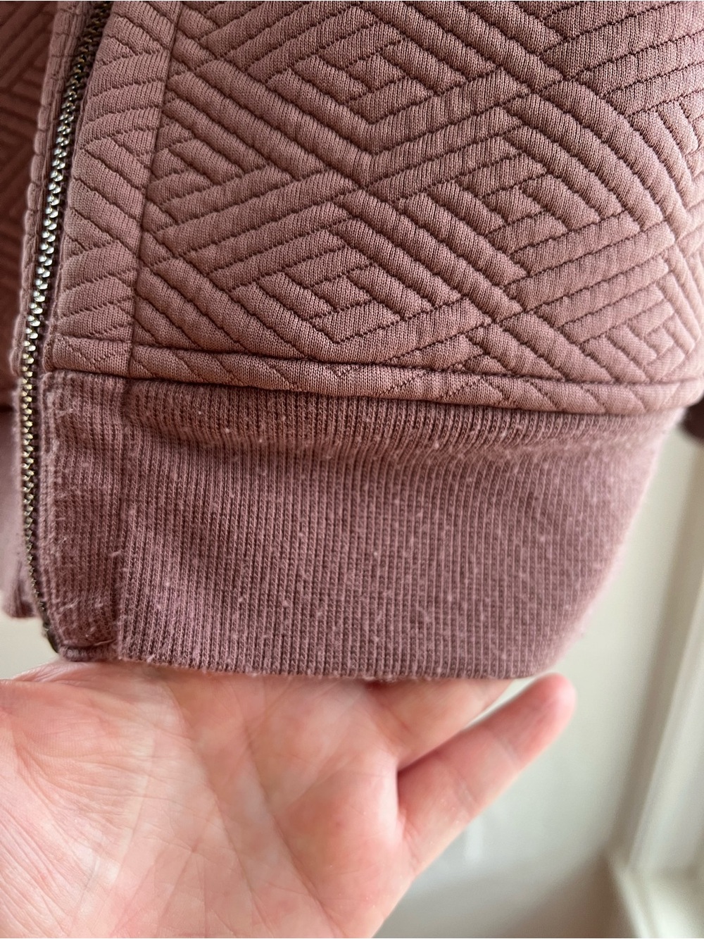 ThirdLove Quilted Zip Hoodie in Mauve - Picture 7 of 13